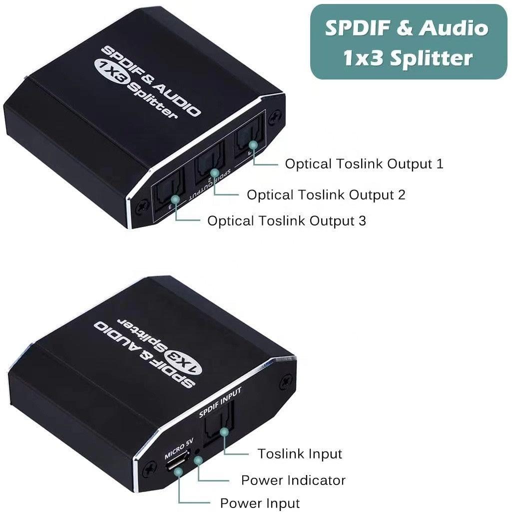 NÖRDIC 1-3 Splitter Optisk lyd SPDIF Toslink Cable 1m understøtter Dolby Digital DTS 5.1 PCM LPCM