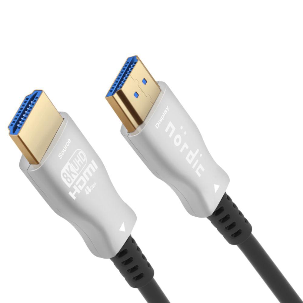 NÖRDIC 15m aktivt AOC optisk fiberkabel HDMI 2.1 8K 60Hz 4K 120Hz 48Gbps Dynamic HDR eARC VRR kompatibel med RTX 3080 3090