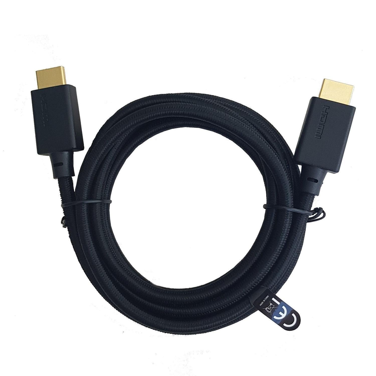 NÖRDIC 1m Ultra High Speed HDMI2.1 8K 60Hz 4K 120Hz 48Gbps Dynamic HDR eARC Game Mode VRR Dolby ATMOS Nylon flettet kabel forgyldt