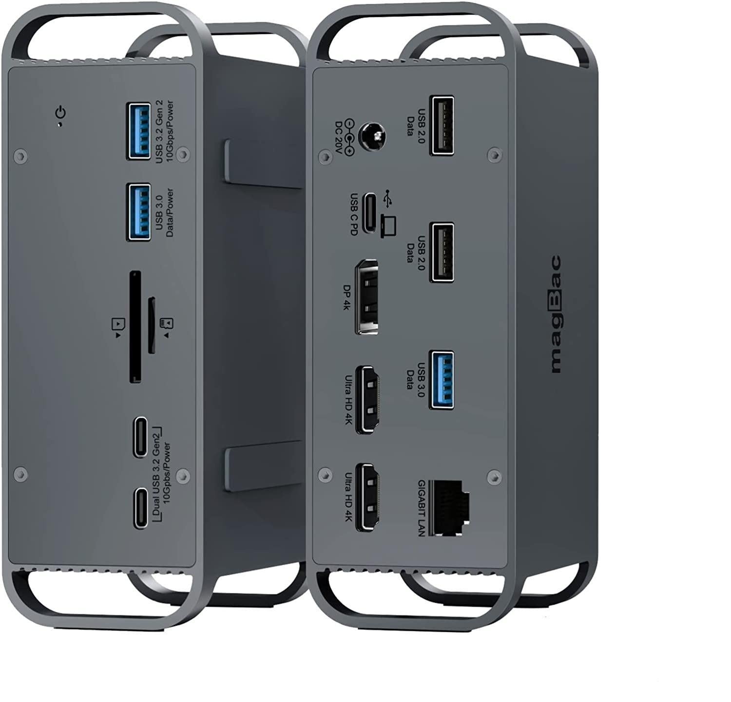 NÖRDIC 1 til 15 USB-C dockingstation tredobbelte skærme 2xHDMI 1xDP 4K60Hz 7xUSB 1xUSB-C PD65W 1xRJ45 1xSD 1xMicro SD Thunderbolt 3/4 USB4