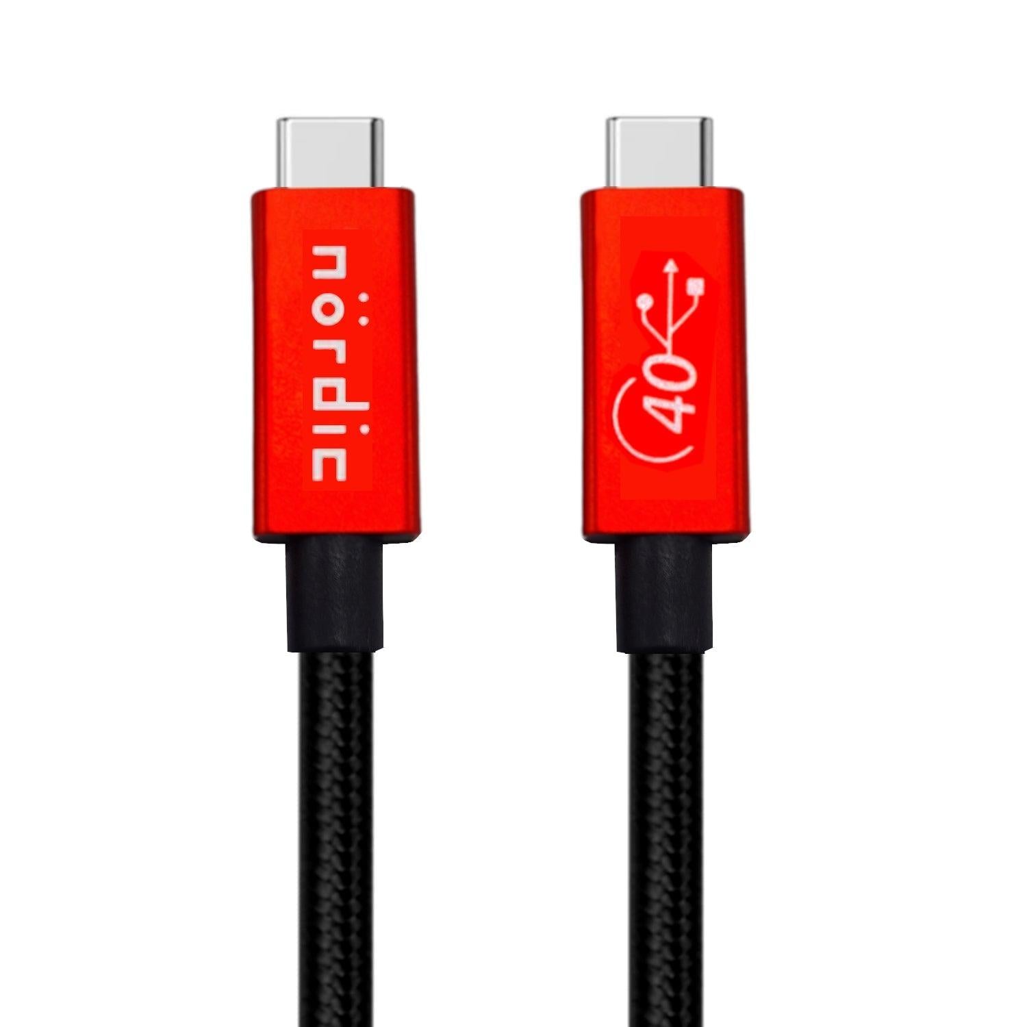 NÖRDIC 25 cm Thunderbolt 4 USB-C aktivt kabel 40Gbps 100W opladning 8K video kompatibel med USB 4 og Thunderbolt 3