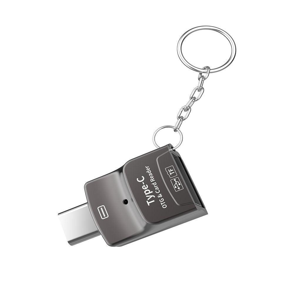 NÖRDIC 2 i 1 OTG USB3.1 A adapter til USB-C med kortlæser 2TB TF / Micro SD / Micro SDHC / Micro SDXC