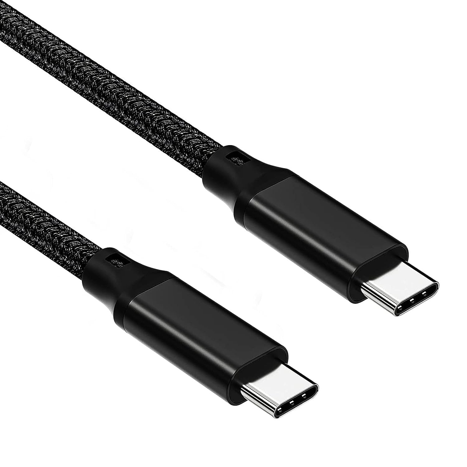NÖRDIC 50 cm USB3.2 Gen2 SuperSpeed USB 10 Gbps USB-C til C Nylon flettet kabel med strømforsyning 100W 4K60Hz video og Emarker