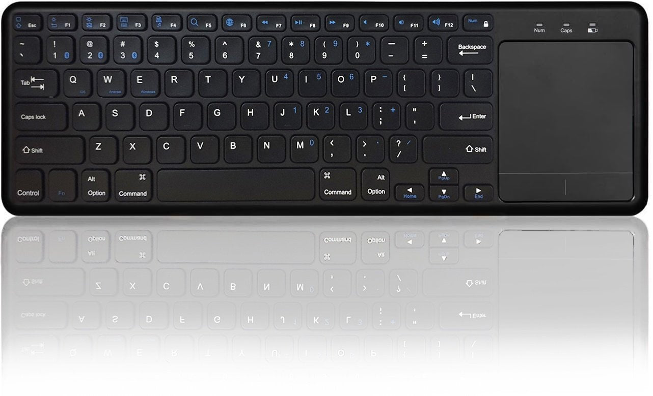 NÖRDIC Bluetooth 5.0 tastatur med touchpad 78 taster multiparring IOS Android Windows US layout