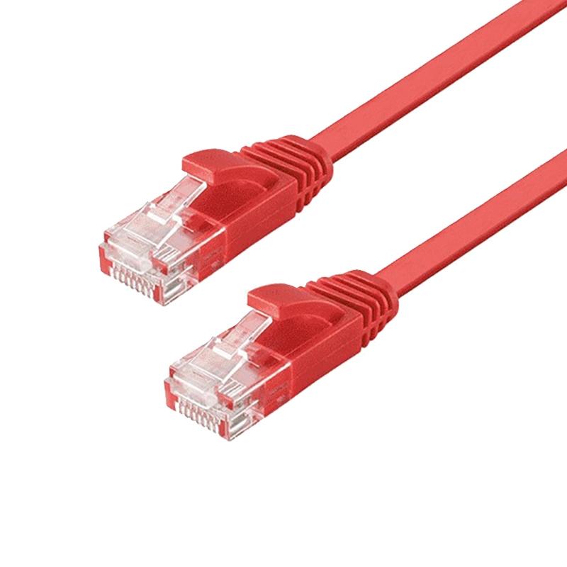 NÖRDIC Cat6 U/UTP fladt netværkskabel 50cm 250MHz båndbredde og 10Gbps transmissionshastighed rød