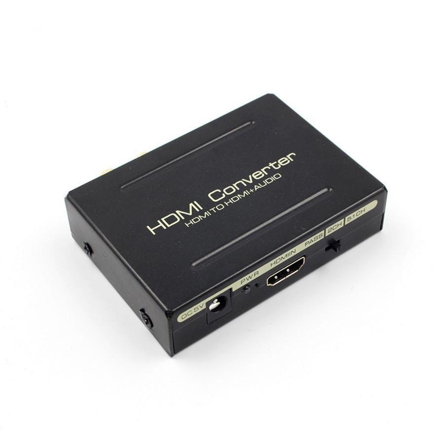 NÖRDIC HDMI Audio Extractor 5.1 og 2.0 1xHDMI input til 1xHDMI 4K i 30 Hz og 1xToslink 2xRCA output. Støtte til Xbox One PS3 / PS4 og Apple TV.