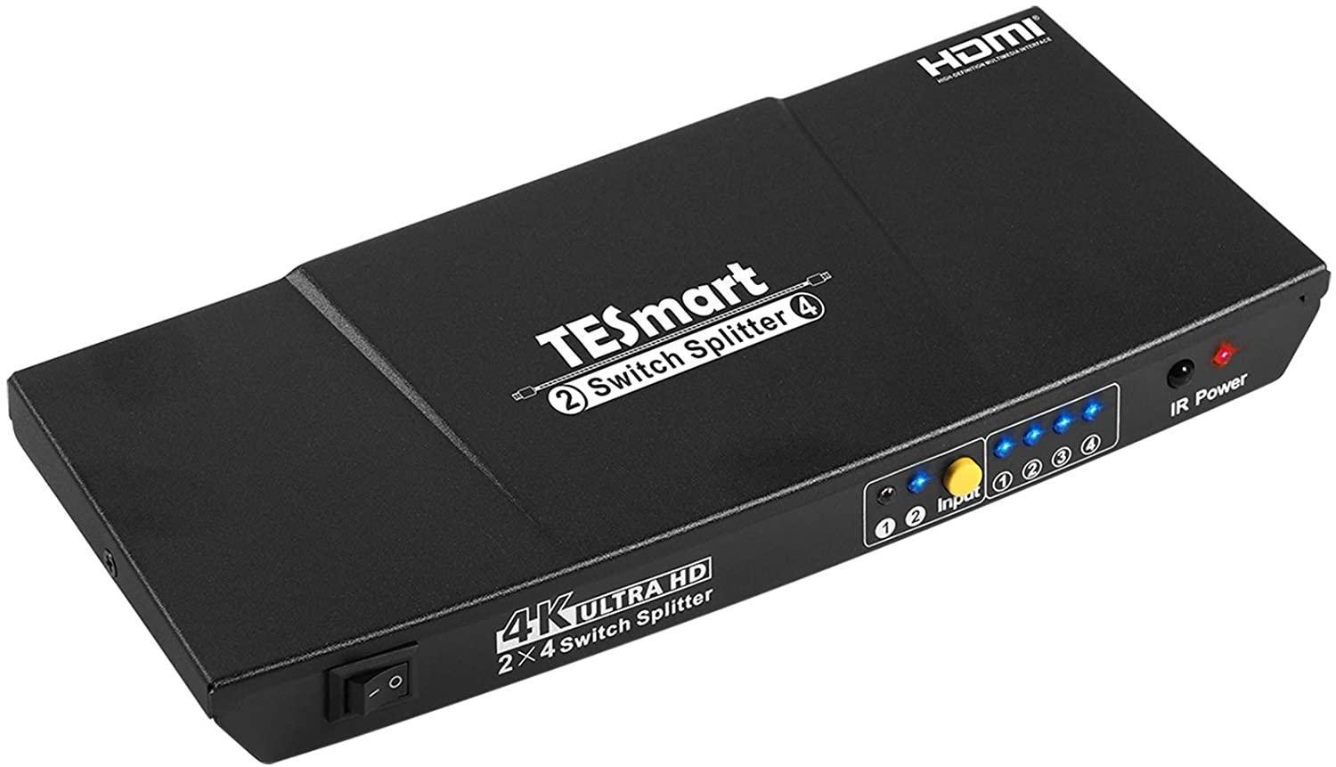 NÖRDIC HDMI Switch 2xPC til 4x skærme 4K30Hz UHD CEC 3D HDCP1.4 til pc PS5 Xbox og bærbar computer