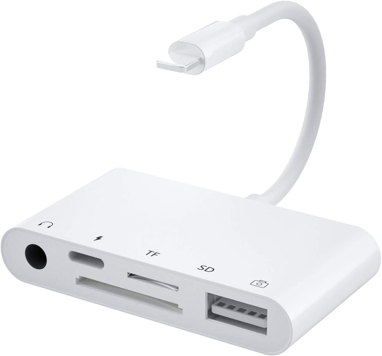 NÖRDIC Lightning adapter 1 til 5 porte 1xUSB A 3.1 Lightning port 1x 35 1x Audio 1xSD- og 1xTF kortlæser