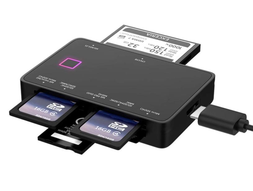 NÖRDIC USB 7 i 1 kortlæser 5 Gbps SD MicroSD CF SDXC SDHC MicroSDXC MicroSDHC MMS TF