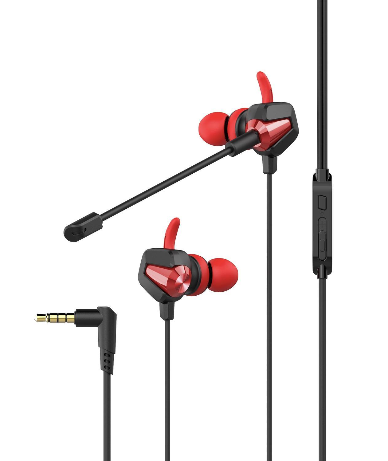 NÖRDIC headset med aftagelig og fleksibel mikrofon og volumenkontrol Rød 35 mm stereo sort