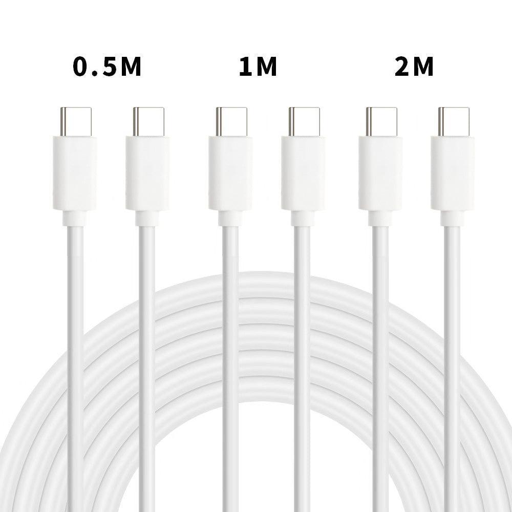 NÖRDIC kabelsæt 3 pak 05m + 1m + 2m USB C til C USB 2.0 480Mbps 3A hvid Android mobil og tablet