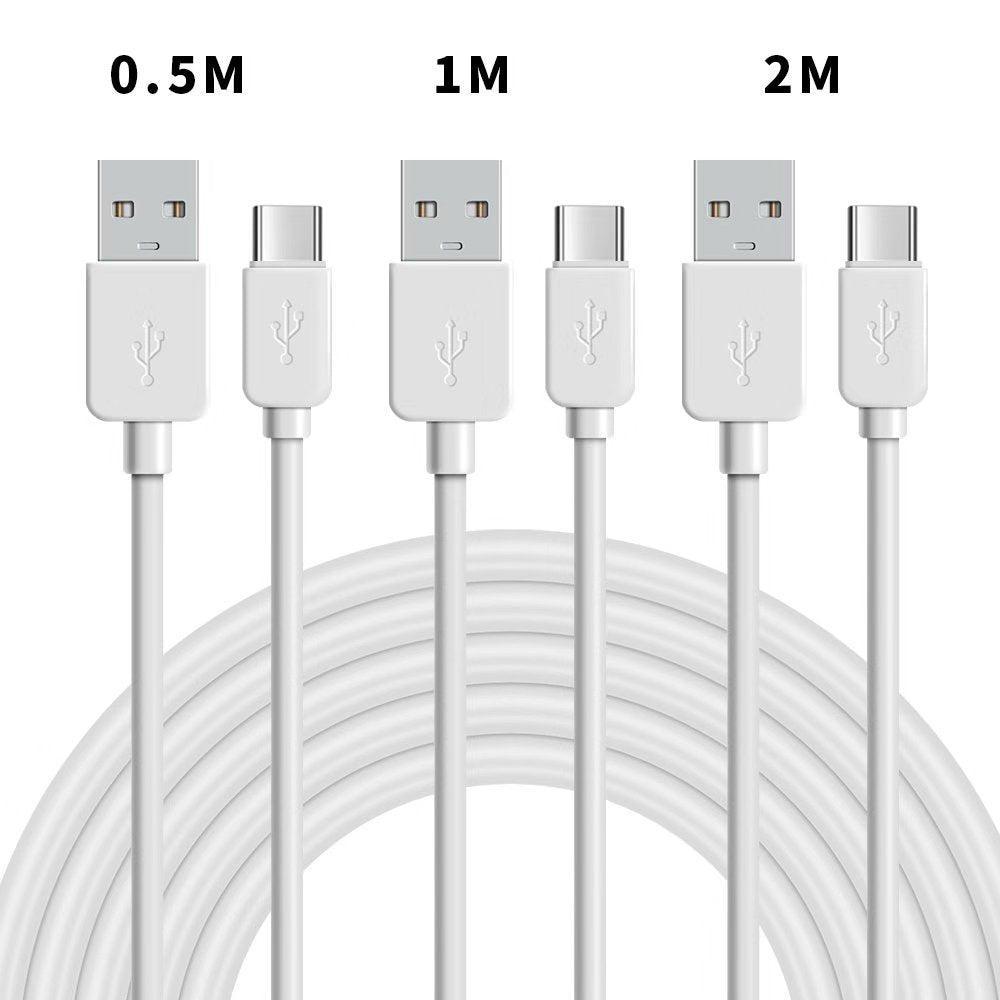 NÖRDIC kabelsæt 3 pak 05m + 1m + 2m USB C til USB A 2.0 480Mbps 24a hvid Android mobil og tablet