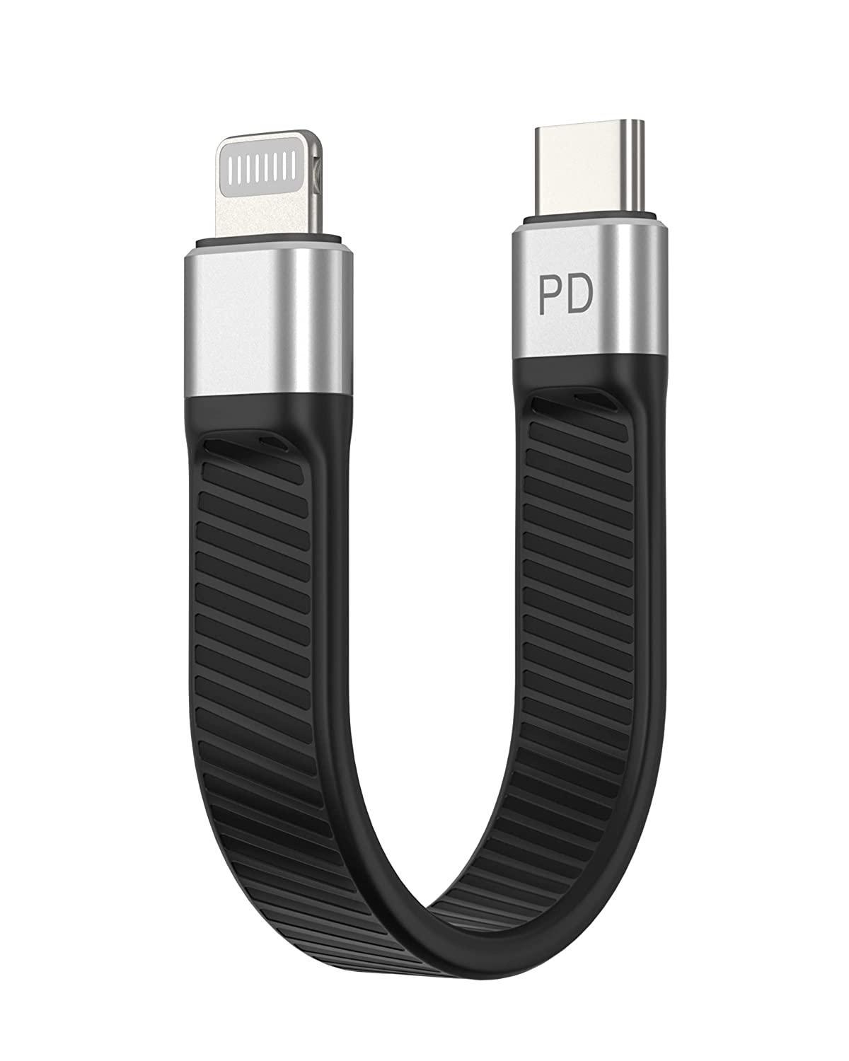 NÖRDIC kort fladt kabel 14 cm USB-C til lynhurtig opladning PD18W chipsæt C94