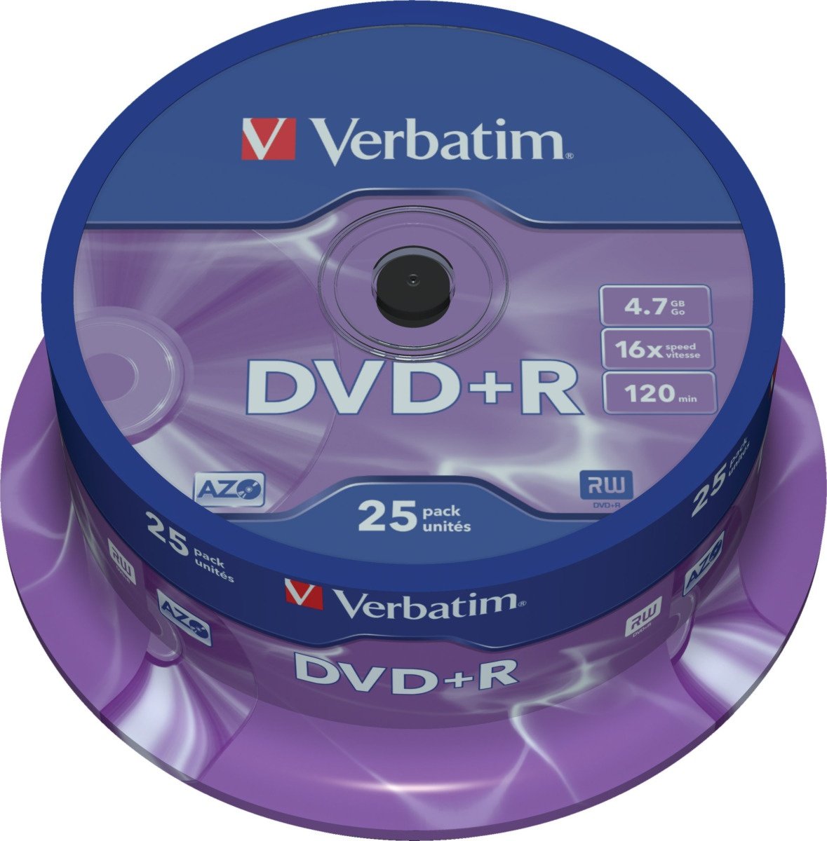 Verbatim DVD+R 16x 47GB/120min 25-pack spindel AZO