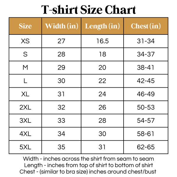 size guide for t-shirts