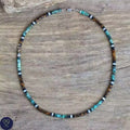 African Turquoise with Tiger Eye Minimalist Necklace, 4mm Beaded Necklace, Tibetan Necklace, Yoga, gift for him and her, Natural Gemstone