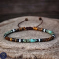 African Turquoise with Tiger Eye Minimalist Bracelet, Adjustable 4mm Beaded Bracelet, Tibetan Bracelet, Natural Stone Bracelet, Yoga, Boho