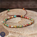 Colourful Jasper Bead Bracelet, Minimalist Adjustable, 2x4mm Natural Stone Beads, Dainty Bracelet, Tibetan bracelet, unisex gift