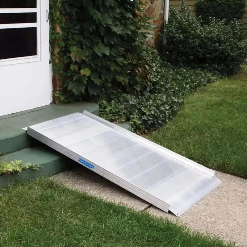 alumiramp threshold ramp leaning on 2 step house