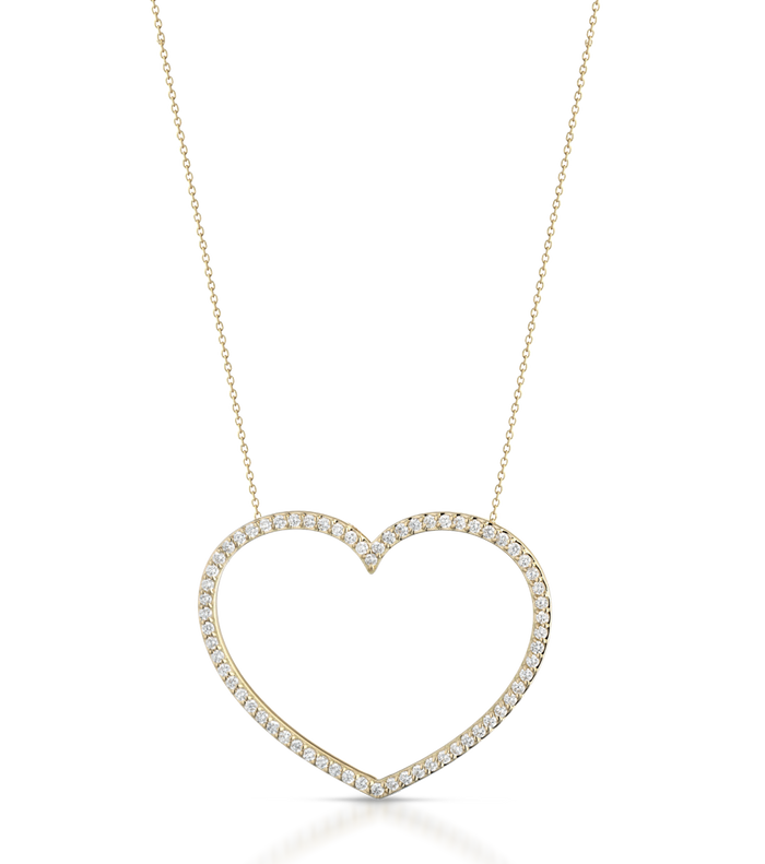 Collana in oro 18 kt con cuore sacro piccolo e croce di diamanti bianc –  MyCharm