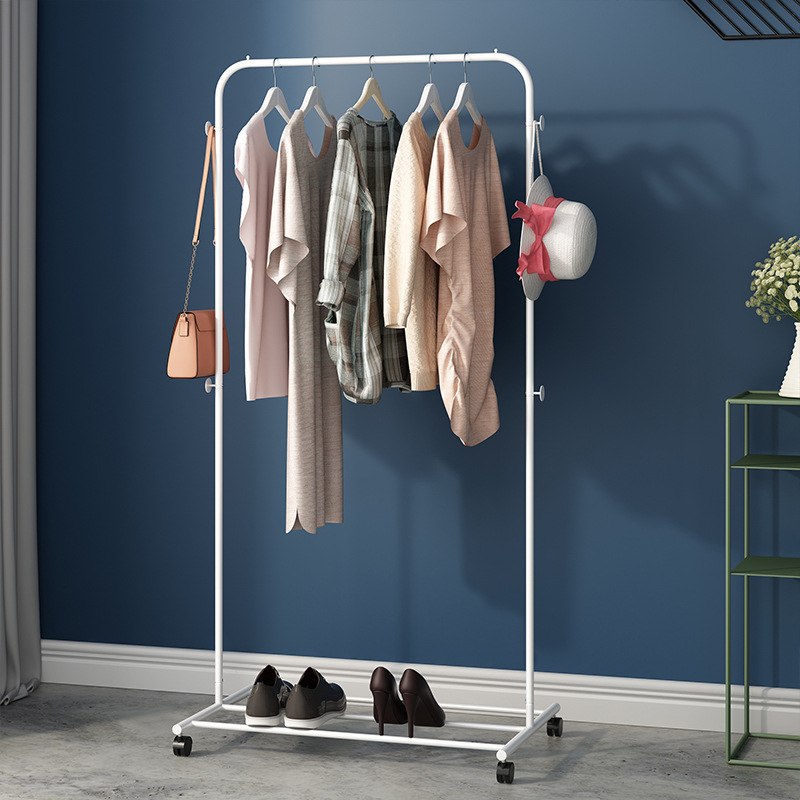 Single Rail Clothes Rack With Wheels / Rolling Clothes Rack for Bedroom ...