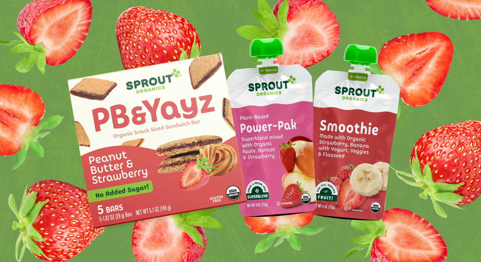 sprout products with strawberries