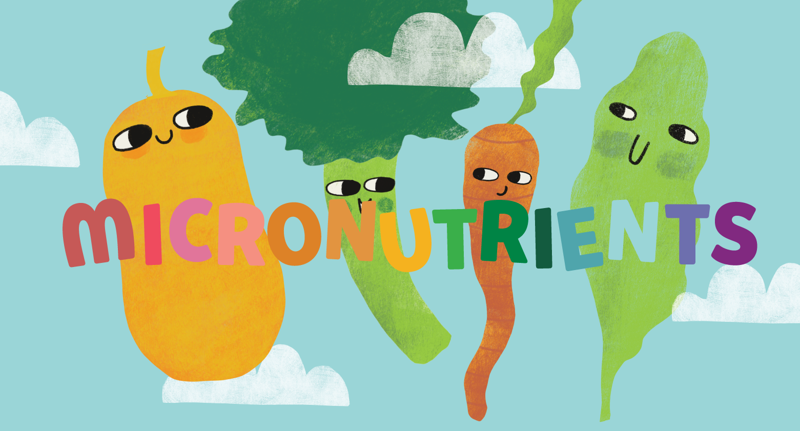 illustrated veggies with the word micronutrients in front