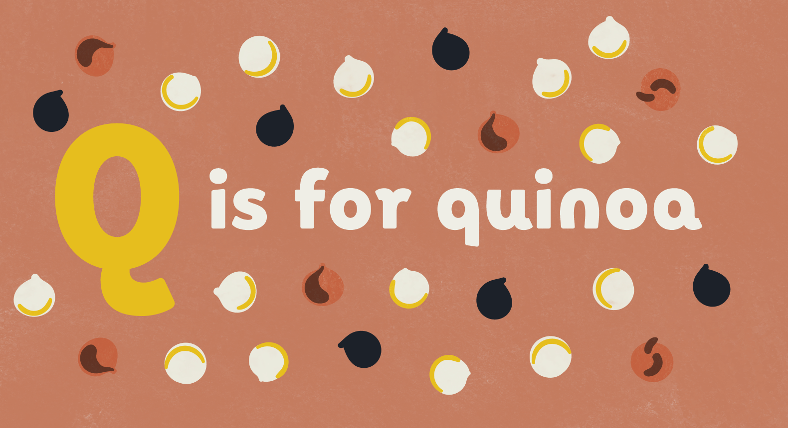 illustrated image that says q is for quinoa