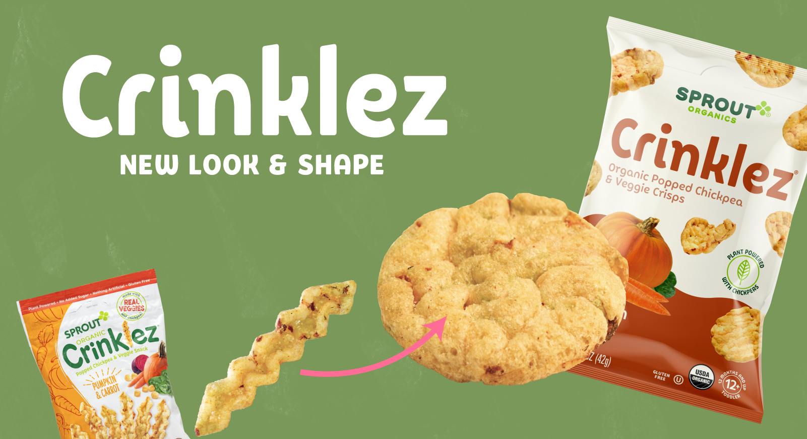 Original Crinklez stick is now a disc shaped snack in new packaging