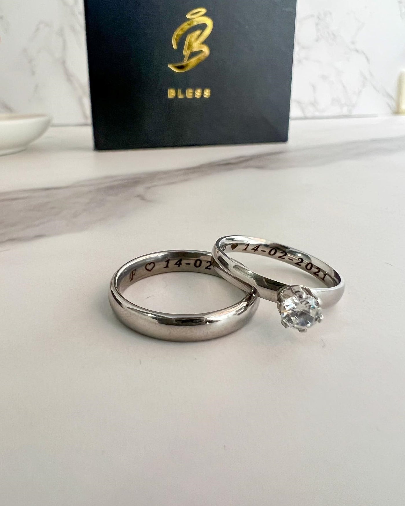 reloj Camello Alicia Anillo de promesa con anillo para pareja – BLESS Accesorios