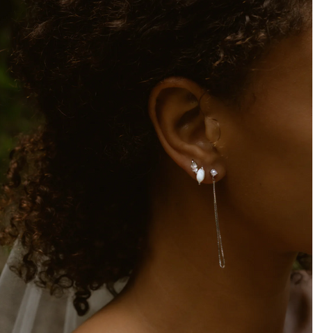 alex earrings, rhodium silver