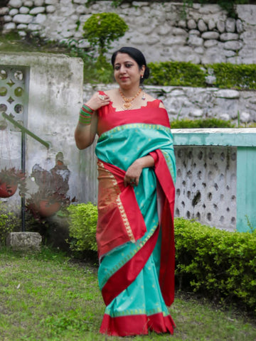 Fashionvibes Red White Saree | Garad Silk | Kolkata,India