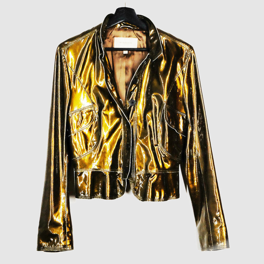 Gold Leather Burberry Jacket | Shop Très Tray