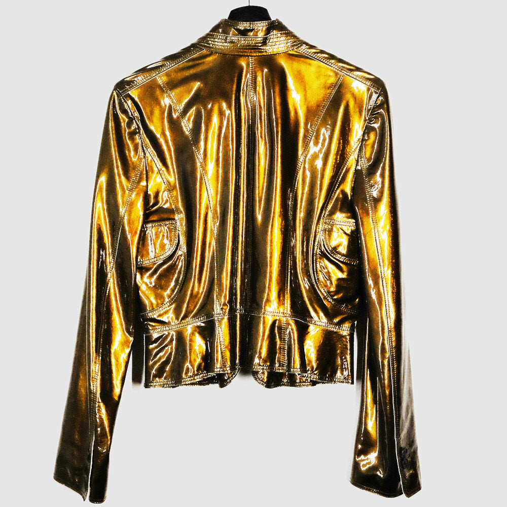 Gold Leather Burberry Jacket | Shop Très Tray