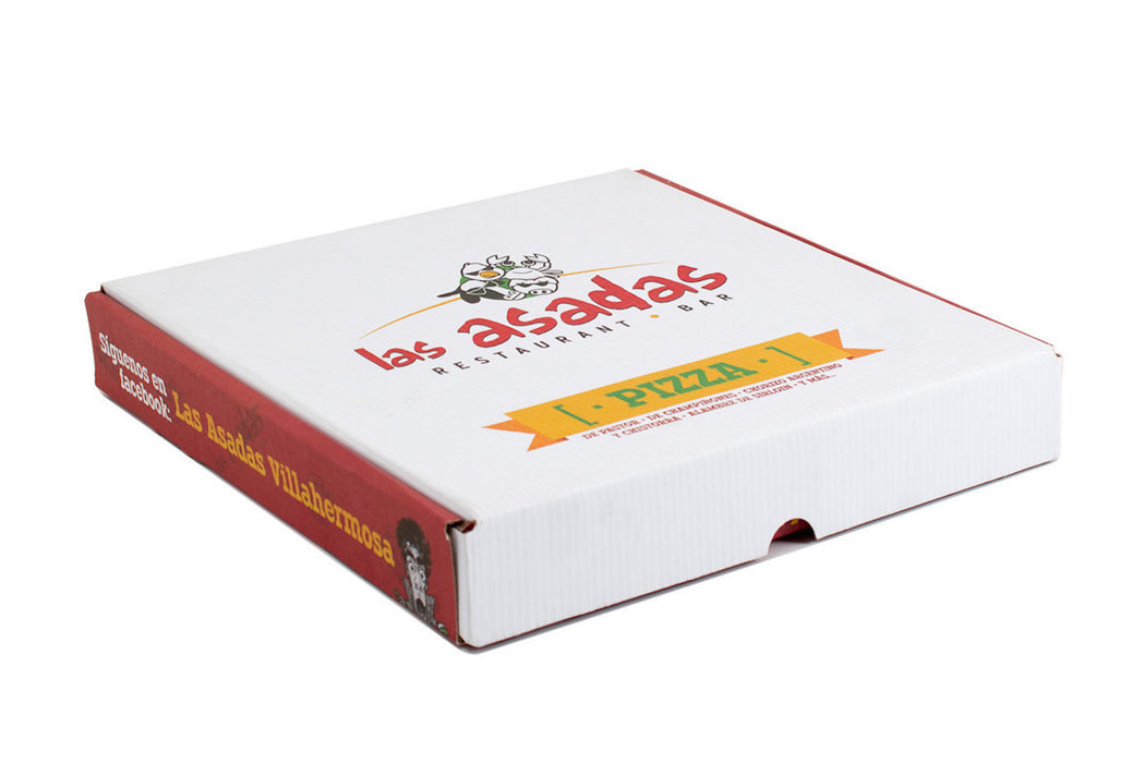 Caja Para Pizza Blanca Personalizada Super Materias