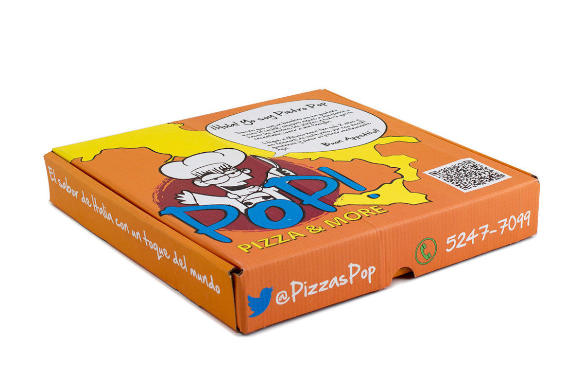 Caja Para Pizza Blanca Personalizada Super Materias