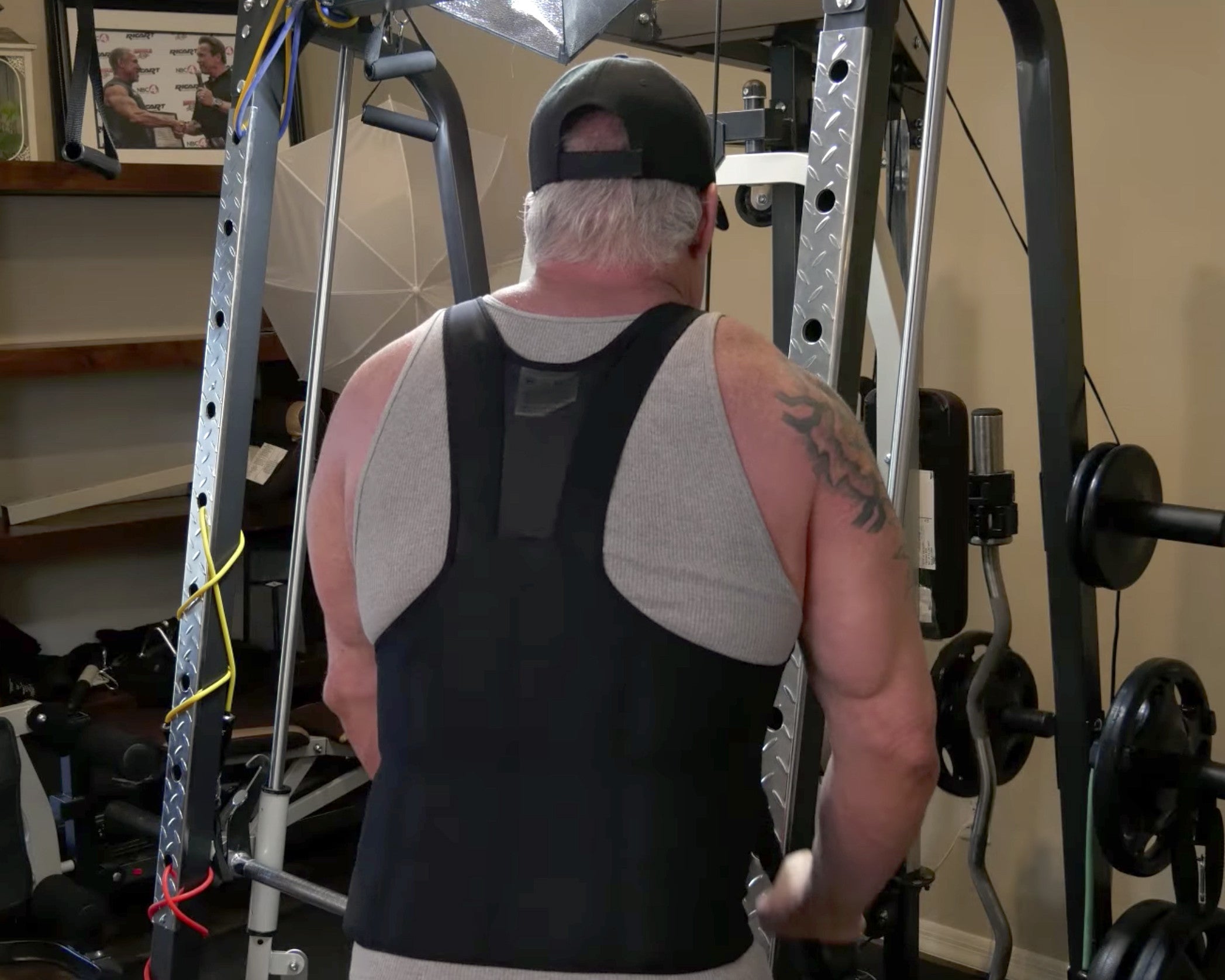 David Lyons wearing his ThermApparel UnderCool Cooling Vest during his workout at his home in California.