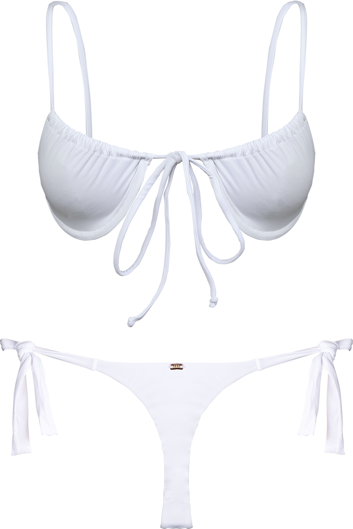 San Lorenzo Bikinis Flor Oceania White Rose Side Tie Thong Bikini Bottom. 1