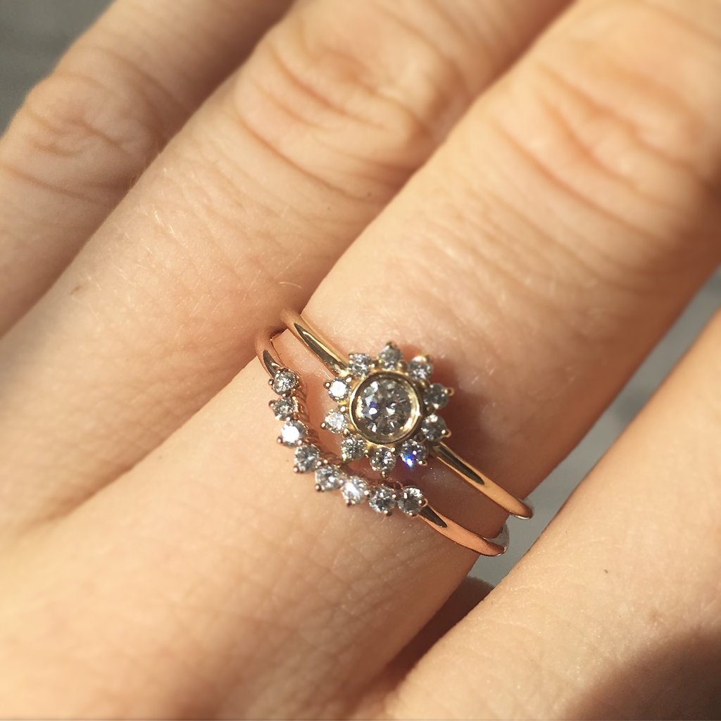 14kt Gold Diamond Sunflower Ring