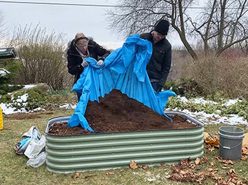 filling metal raised garden bed with soil-Vegega