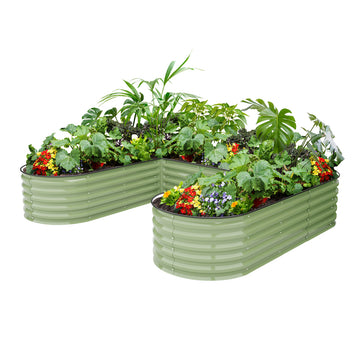 17-inch tall green u shaped raised garden bed-Vegega
