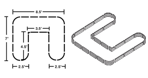 Illustrations vectors of 17" tall u shaped raised garden bed-Vegega