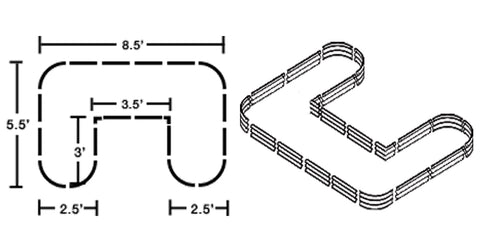 Assembly illustrations of 17" tall u shaped garden beds standard size-Vegega