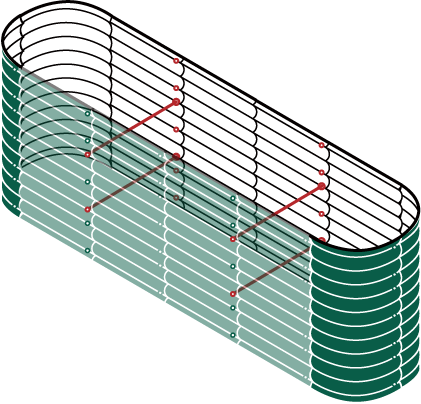 Illustrations vectors of 32" tall 8x2 raised garden bed-Vegega