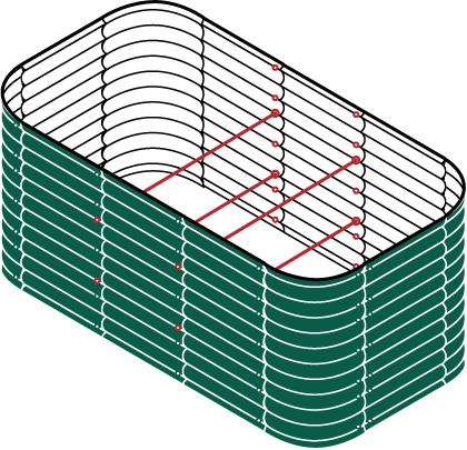 Illustrations vectors of 32" tall 6.5x3.5 raised garden bed-Vegega