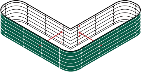 Illustrations vectors of  17" L-shaped raised bed gardens-Vegega