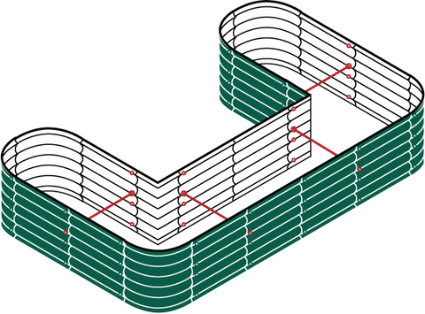 Illustrations vectors of 17" tall u shaped garden beds standard size-Vegega