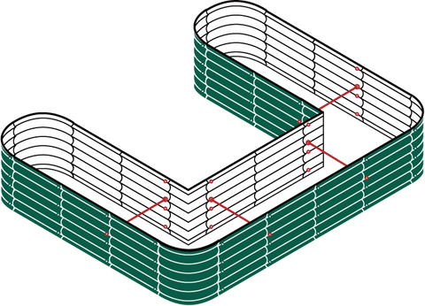 Illustrations vectors of 17" tall u shaped garden bed-Vegega