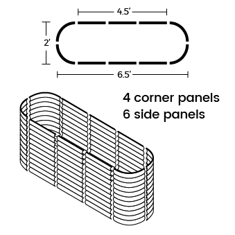 Assembly illustrations of 32" tall 6.5x2 raised planter boxes-Vegega