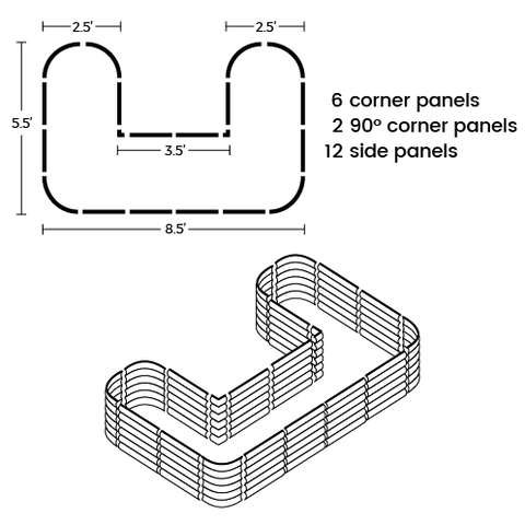 configuration of u shaped raised garden beds-Vegega